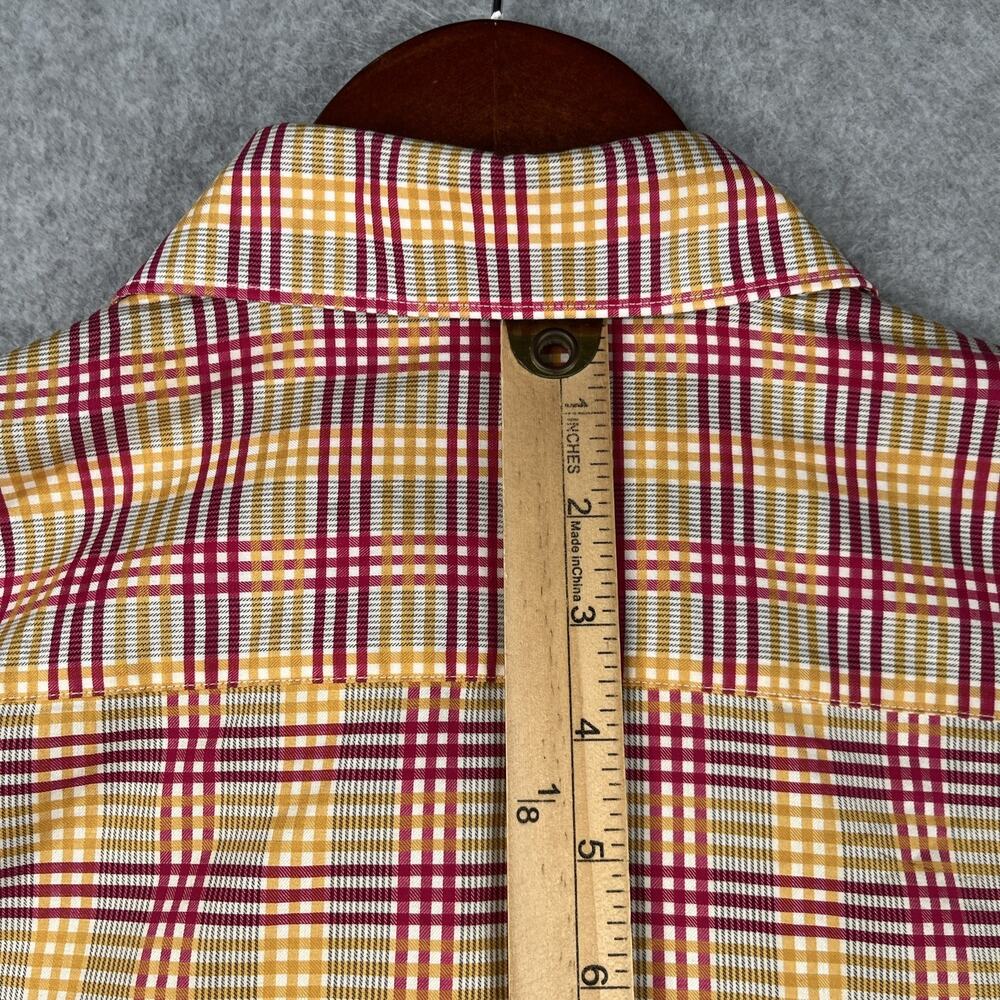 Robert Graham Colorful Plaid Shirt Flip Cuff Red Yellow Casual Classic Mens - Picture 8 of 11